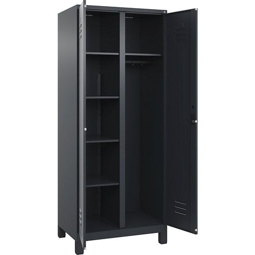 4067521054611 - Putzmittelspind Classic PLUS 1 Abteil Trennwand mittig grau B 800 mm mit Füßen Zylinderschloss C+P