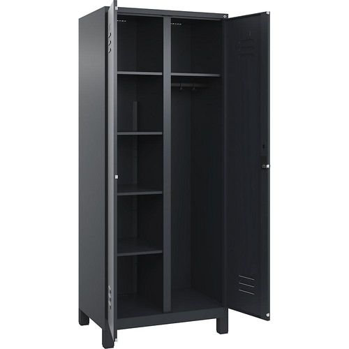 4067521054468 - Putzmittelspind Classic PLUS 1 Abteil Trennwand mittig grau B 800 mm mit Füßen Drehriegel C+P 4067521054468 - Putzmittelspind Classic PLUS 1 Abteil Trennwand mittig grau B 800 mm mit Füßen Drehriegel C+P