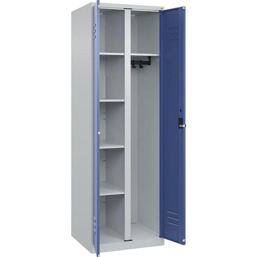 4067521360439 - Putzmittelspind Classic PLUS 1 Abteil Trennwand mittig lichtgrau   fernblau B 600 mm mit Bodengleitern Drehriegel C+P