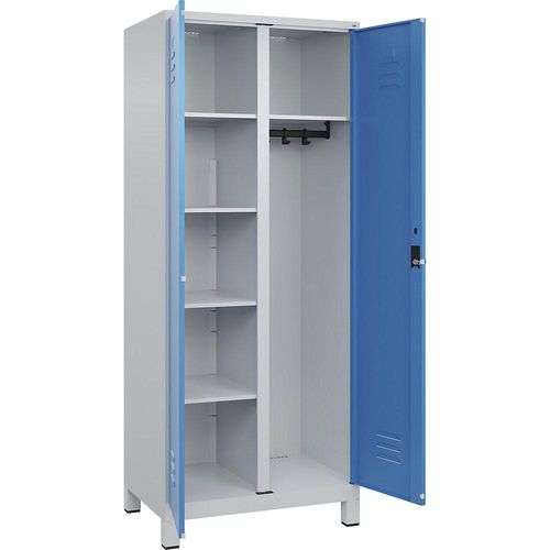 4067521054383 - Putzmittelspind Classic PLUS 1 Abteil Trennwand mittig lichtgrau lichtblau B 800 mm mit Füßen Drehriegel C+P 4067521054383 - Putzmittelspind Classic PLUS 1 Abteil Trennwand mittig lichtgrau lichtblau B 800 mm mit Füßen Drehriegel C+P