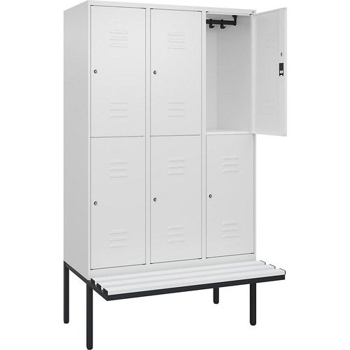 4066681801097 - Doppelstock-Spind Classic PLUS Sitzbank 3 Abteile verkehrsweiß B 1200 mm Zylinderschloss auskragend Kunststoff C+P