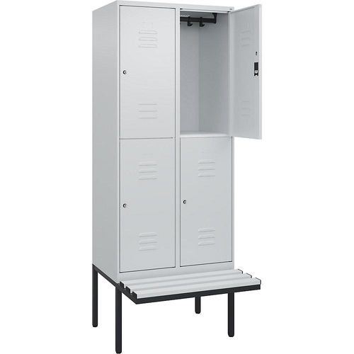 4066681798946 - Doppelstock-Spind Classic PLUS Sitzbank 2 Abteile lichtgrau B 800 mm Zylinderschloss auskragend Kunststoff C+P 4066681798946 - Doppelstock-Spind Classic PLUS Sitzbank 2 Abteile lichtgrau B 800 mm Zylinderschloss auskragend Kunststoff C+P