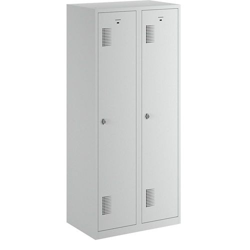 4061753006424 - eurokraft basic AMSTERDAM Garderobenschrank Höhe 1800 mm Breite 800 mm 2 Abteile mit Vorhängeschlossvorrichtung lichtgrau