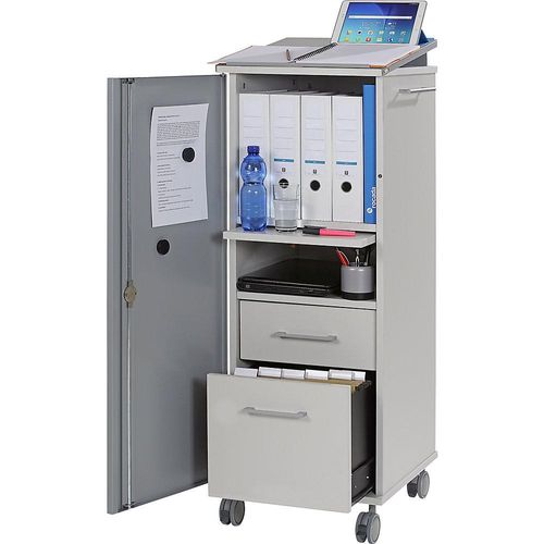 8427951403704 - Office- und Medien-Caddy mit 2 Fächern 2 Schüben 1 ausziehbare Ablageplatte lichtgrau kaiserkraft 8427951403704 - Office- und Medien-Caddy mit 2 Fächern 2 Schüben 1 ausziehbare Ablageplatte lichtgrau kaiserkraft