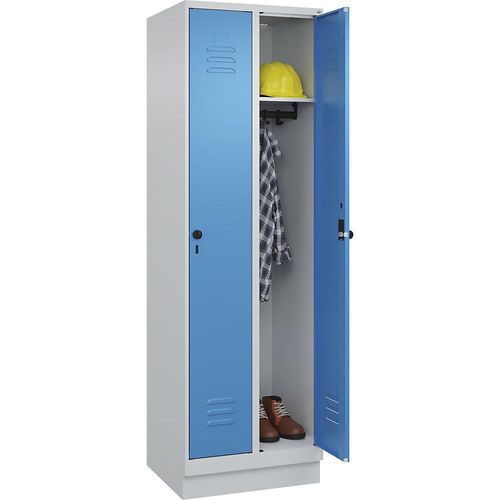 4066681652835 - Spind Classic PLUS 2 Abteile lichtgrau lichtblau B 600 mm mit Bodensockel Drehriegel C+P 4066681652835 - Spind Classic PLUS 2 Abteile lichtgrau lichtblau B 600 mm mit Bodensockel Drehriegel C+P