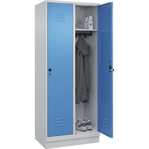 4066681653733 - Spind Classic PLUS 2 Abteile lichtgrau   lichtblau B 800 mm mit Bodensockel Drehriegel C+P