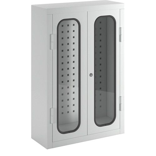 4061753283948 - Werkzeug-Hängeschrank mit Sichtfenster mit Loch-Rückwand HxBxT 750 x 500 x 200 mm lichtgrau kaiserkraft