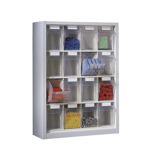 4009292858425 - Klappkasten-Hängeschrank HxBxT 910 x 665 x 250 mm mit 16 Kästen Gehäuse lichtgrau kaiserkraft
