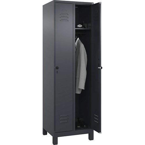 4066681611078 - Spind Classic PLUS 2 Abteile grau B 600 mm mit Füßen Drehriegel C+P