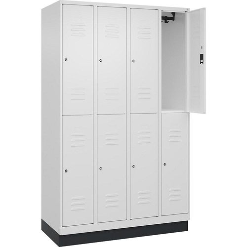 4066681668744 - Doppelstock-Spind Classic PLUS 4 Abteile verkehrsweiß HxB 1950 x 1200 mm mit Bodensockel Zylinderschloss 4066681668744 - Doppelstock-Spind Classic PLUS 4 Abteile verkehrsweiß HxB 1950 x 1200 mm mit Bodensockel Zylinderschloss