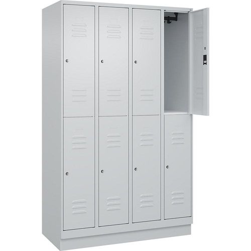 4066681668690 - Doppelstock-Spind Classic PLUS 4 Abteile lichtgrau HxB 1950 x 1200 mm mit Bodensockel Zylinderschloss C+P 4066681668690 - Doppelstock-Spind Classic PLUS 4 Abteile lichtgrau HxB 1950 x 1200 mm mit Bodensockel Zylinderschloss C+P