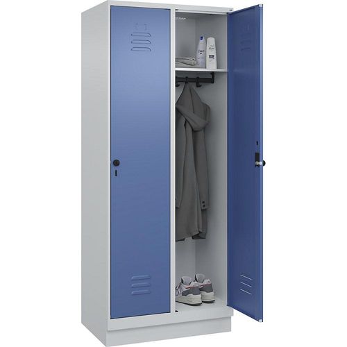 4066681653740 - Spind Classic PLUS 2 Abteile lichtgrau fernblau B 800 mm mit Bodensockel Drehriegel 4066681653740 - Spind Classic PLUS 2 Abteile lichtgrau fernblau B 800 mm mit Bodensockel Drehriegel