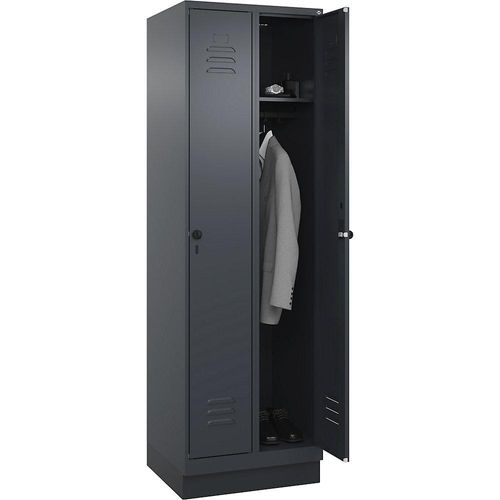4066681652910 - Spind Classic PLUS 2 Abteile grau B 600 mm mit Bodensockel Drehriegel C+P