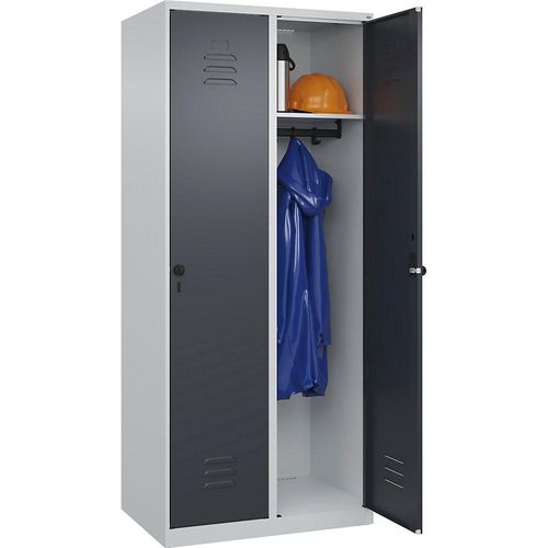 4067521350911 - Spind Classic PLUS 2 Abteile lichtgrau   grau B 800 mm mit Bodengleitern Drehriegel C+P