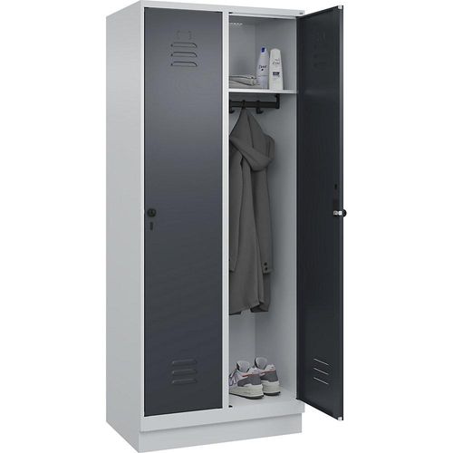 4066681653771 - Spind Classic PLUS 2 Abteile lichtgrau   grau B 800 mm mit Bodensockel Drehriegel