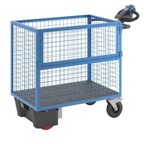 4061753237248 - eurokraft pro Kastenwagen mit Elektroantrieb Wände aus Stahlgitter ohne Deckel LxBxH 1420 x 720 x 1200 mm