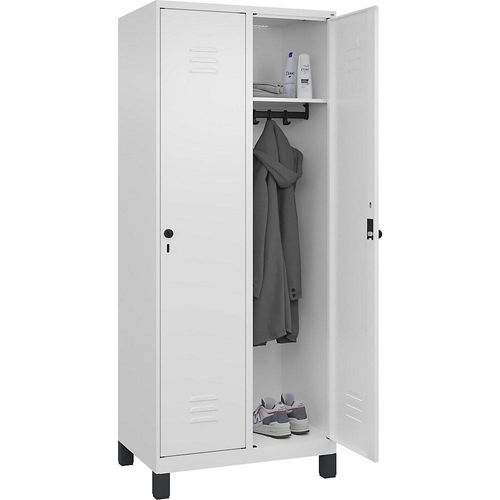 4066681611993 - Spind Classic PLUS 2 Abteile verkehrsweiß B 800 mm mit Füßen Drehriegel