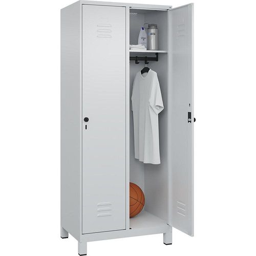 4066681611948 - Spind Classic PLUS 2 Abteile lichtgrau B 800 mm mit Füßen Drehriegel C+P