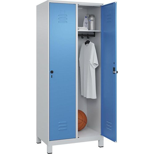4066681611894 - Spind Classic PLUS 2 Abteile lichtgrau   lichtblau B 800 mm mit Füßen Drehriegel C+P