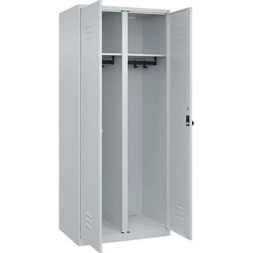 4067521331491 - Schwarz-Weiß-Spind Classic PLUS 1 Abteil lichtgrau HxB 1850 x 800 mm mit Bodengleitern Drehriegel C+P