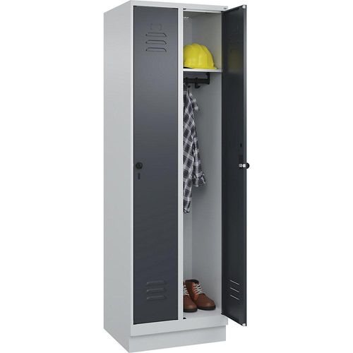 4066681652873 - Spind Classic PLUS 2 Abteile lichtgrau   grau B 600 mm mit Bodensockel Drehriegel