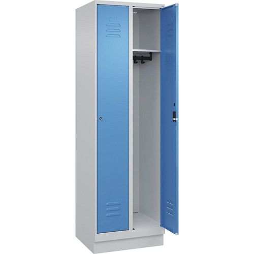 4066681652989 - Spind Classic PLUS 2 Abteile lichtgrau   lichtblau B 600 mm mit Bodensockel Zylinderschloss