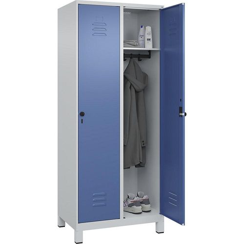 4066681611900 - Spind Classic PLUS 2 Abteile lichtgrau fernblau B 800 mm mit Füßen Drehriegel C+P 4066681611900 - Spind Classic PLUS 2 Abteile lichtgrau fernblau B 800 mm mit Füßen Drehriegel C+P