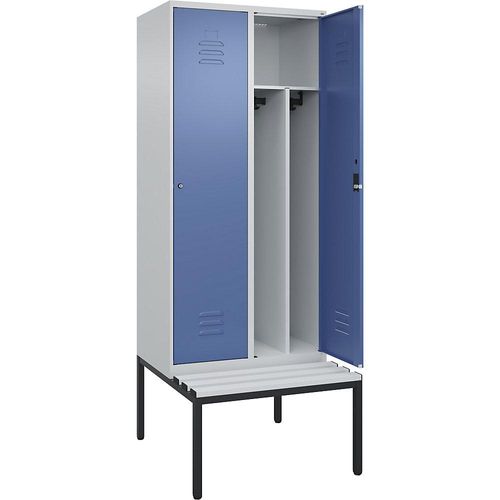 4066681792296 - Schwarz-Weiß-Spind Classic PLUS Sitzbank schmal 2 Abteile Trennwand verkürzt lichtgrau fernblau B 800 mm Zylinderschloss untergebaut Kunststoff C+P 4066681792296 - Schwarz-Weiß-Spind Classic PLUS Sitzbank schmal 2 Abteile Trennwand verkürzt lichtgrau fernblau B 800 mm Zylinderschloss untergebaut Kunststoff C+P