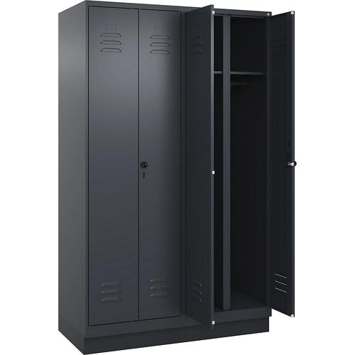 4066681659513 - Schwarz-Weiß-Spind Classic PLUS 2 Abteile grau HxB 1950 x 1200 mm mit Bodensockel Drehriegel