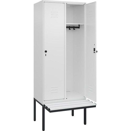 4066681786530 - Spind Classic PLUS Sitzbank 2 Abteile verkehrsweiß B 800 mm Sicherheits-Drehriegel auskragend Kunststoff C+P 4066681786530 - Spind Classic PLUS Sitzbank 2 Abteile verkehrsweiß B 800 mm Sicherheits-Drehriegel auskragend Kunststoff C+P