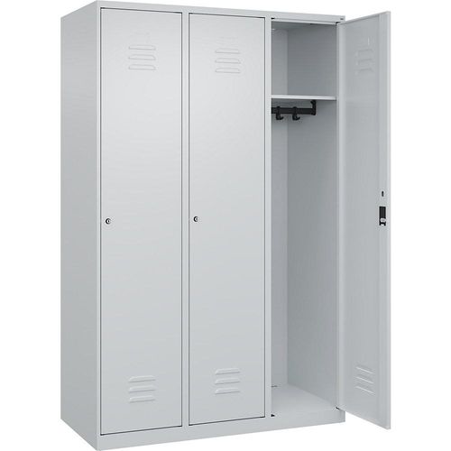 4067521364291 - Spind Classic PLUS 3 Abteile lichtgrau B 1200 mm mit Bodengleitern Zylinderschloss C+P
