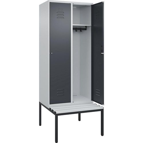 4066681744172 - Spind Classic PLUS Sitzbank 2 Abteile lichtgrau grau B 800 mm Zylinderschloss untergebaut Kunststoff C+P 4066681744172 - Spind Classic PLUS Sitzbank 2 Abteile lichtgrau grau B 800 mm Zylinderschloss untergebaut Kunststoff C+P