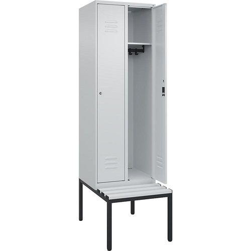 4066681791589 - Spind Classic PLUS Sitzbank 2 Abteile lichtgrau B 600 mm Zylinderschloss untergebaut Kunststoff C+P 4066681791589 - Spind Classic PLUS Sitzbank 2 Abteile lichtgrau B 600 mm Zylinderschloss untergebaut Kunststoff C+P