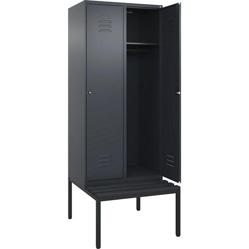 4066681744219 - Spind Classic PLUS Sitzbank 2 Abteile grau B 800 mm Zylinderschloss untergebaut Kunststoff C+P 4066681744219 - Spind Classic PLUS Sitzbank 2 Abteile grau B 800 mm Zylinderschloss untergebaut Kunststoff C+P