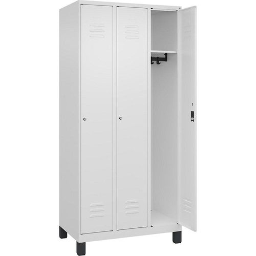 4066681613041 - Spind Classic PLUS 3 Abteile verkehrsweiß B 900 mm mit Füßen Zylinderschloss