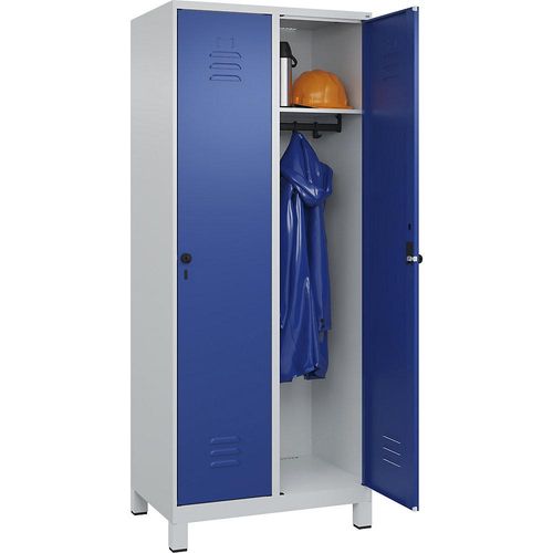 4066681611887 - Spind Classic PLUS 2 Abteile lichtgrau   enzianblau B 800 mm mit Füßen Drehriegel