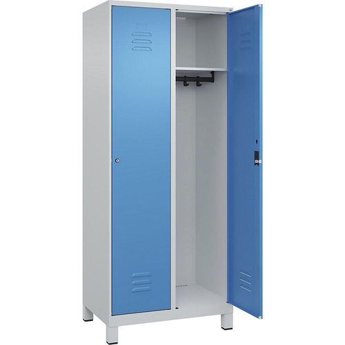 4066681612044 - Spind Classic PLUS 2 Abteile lichtgrau   lichtblau B 800 mm mit Füßen Zylinderschloss C+P