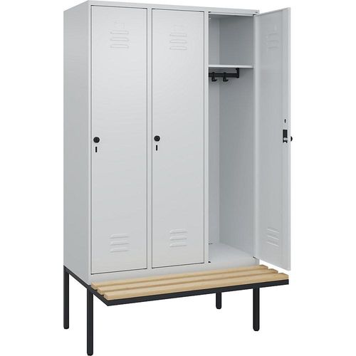 4066681741485 - Spind Classic PLUS Sitzbank 3 Abteile lichtgrau B 1200 mm Sicherheits-Drehriegel auskragend Buche-Hartholz C+P 4066681741485 - Spind Classic PLUS Sitzbank 3 Abteile lichtgrau B 1200 mm Sicherheits-Drehriegel auskragend Buche-Hartholz C+P