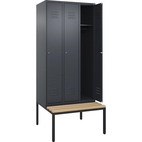 4066681828131 - Spind Classic PLUS Sitzbank 3 Abteile grau B 900 mm Zylinderschloss untergebaut Buche-Hartholz C+P 4066681828131 - Spind Classic PLUS Sitzbank 3 Abteile grau B 900 mm Zylinderschloss untergebaut Buche-Hartholz C+P