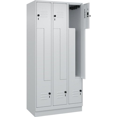 4066681921429 - Z-Spind Classic PLUS 3 Abteile lichtgrau B 900 mm mit Bodensockel Drehriegel
