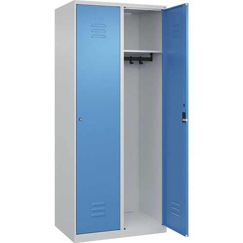 4067521363638 - Spind Classic PLUS 2 Abteile lichtgrau lichtblau B 800 mm mit Bodengleitern Zylinderschloss C+P 4067521363638 - Spind Classic PLUS 2 Abteile lichtgrau lichtblau B 800 mm mit Bodengleitern Zylinderschloss C+P