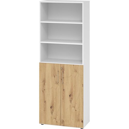 4032062305676 - Kombischrank Breno 6OH Schrank- und Regalelement abschließbar B 800 x T 420 x H 2156 mm Spanplatte weiß Asteiche 4032062305676 - Kombischrank Breno 6OH Schrank- und Regalelement abschließbar B 800 x T 420 x H 2156 mm Spanplatte weiß Asteiche