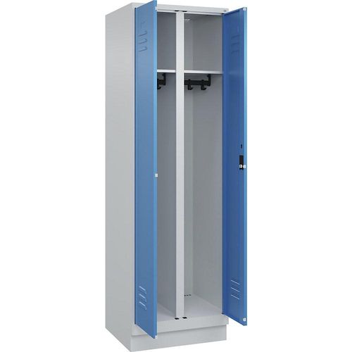 4066681657489 - Schwarz-Weiß-Spind Classic PLUS 1 Abteil lichtgrau   lichtblau HxB 1950 x 600 mm mit Bodensockel Zylinderschloss C+P
