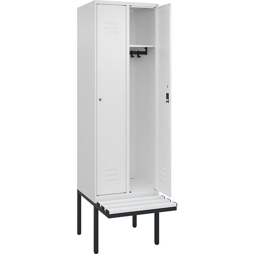 4066681785786 - Spind Classic PLUS Sitzbank 2 Abteile verkehrsweiß B 600 mm Zylinderschloss auskragend Kunststoff C+P
