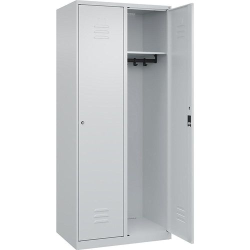 4067521365342 - Spind Classic PLUS 2 Abteile lichtgrau B 800 mm mit Bodengleitern Zylinderschloss C+P