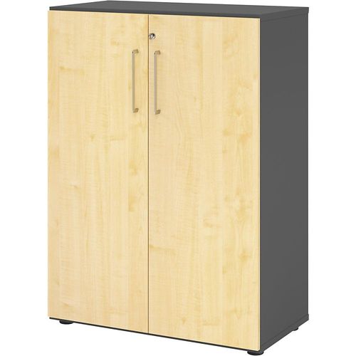 4032062314968 - eurokraft pro Büroschrank 2 Fachböden 3 Ordnerhöhen graphit   alusilber