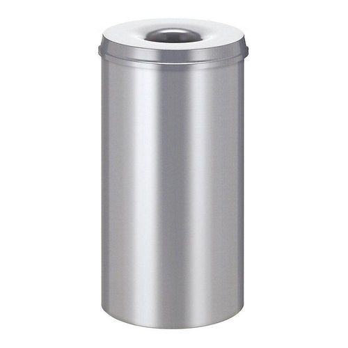 8713631026715 - Abfallsammler für den Innenbereich Volumen 50 l selbstlöschender Deckel Ø 335 x H 625 mm Stahl pulverbeschichtet silber silber