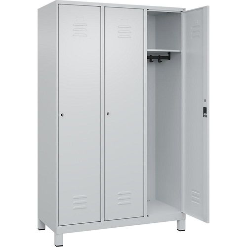 4066681613591 - Spind Classic PLUS 3 Abteile lichtgrau B 1200 mm mit Füßen Zylinderschloss C+P