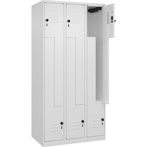 4067521322093 - Z-Spind Classic PLUS 3 Abteile verkehrsweiß B 900 mm mit Bodengleitern Drehriegel 4067521322093 - Z-Spind Classic PLUS 3 Abteile verkehrsweiß B 900 mm mit Bodengleitern Drehriegel