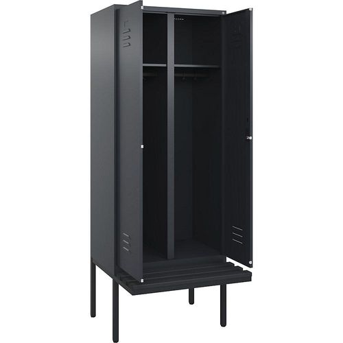 4066681789364 - Schwarz-Weiß-Spind Classic PLUS Sitzbank 1 Abteil grau B 800 mm Zylinderschloss auskragend Kunststoff C+P 4066681789364 - Schwarz-Weiß-Spind Classic PLUS Sitzbank 1 Abteil grau B 800 mm Zylinderschloss auskragend Kunststoff C+P